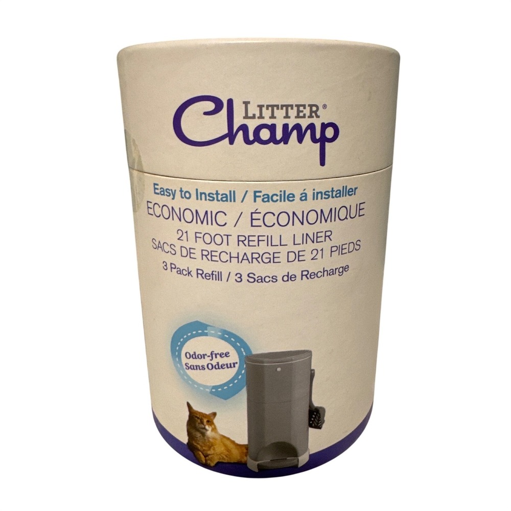 Litter Champ 3 Pack‎ Refill Liner 21 Foot Odor-Free Cat Waste System 250LR3